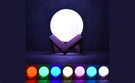 Buy GLIVE (LABEL) 3D Printing Moon Lamp 16 Color LED USB Charging Light ...
