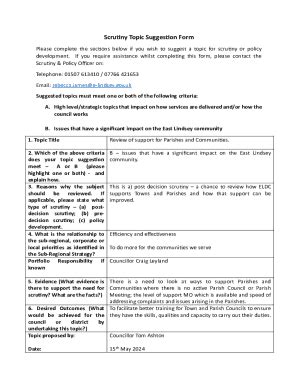 Fillable Online Scrutiny Topic Suggestion Form 2024 - Review Support ...