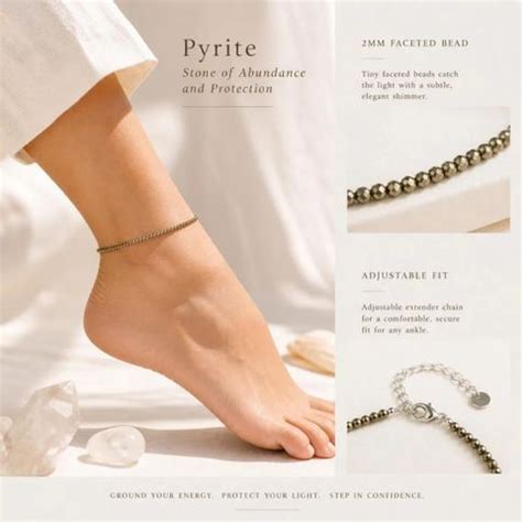 MARMORIS ECOM Natural Raw Pyrite Healing Anklet Stone of Money ...