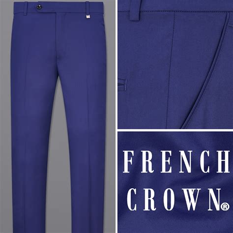 Royal Blue Textured Premium Terry-Rayon Pant For Men