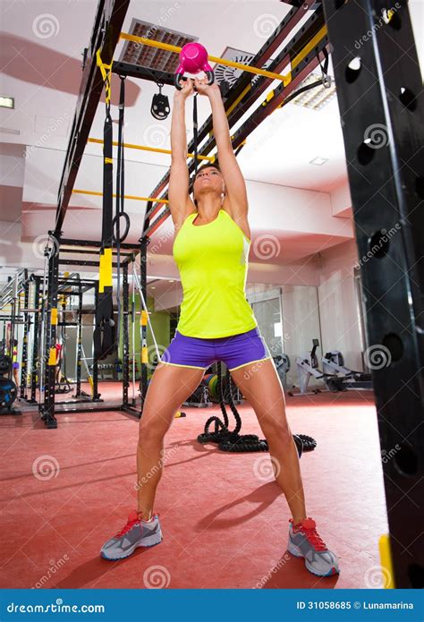 Crossfit Fitness Kettlebells Swing Exercise Workout at Gym Stock Image ...