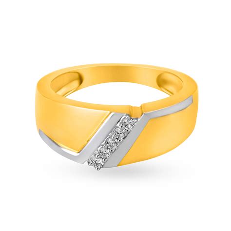 Bold Glossy Diamond and Gold Finger Ring for Men