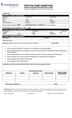 Proton Pump Inhibitors Prior Authorization Request Form - Blank ...