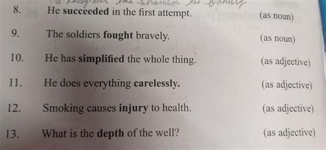 Q.1 Rewrite the sentences changing the words in bold into the part of ...