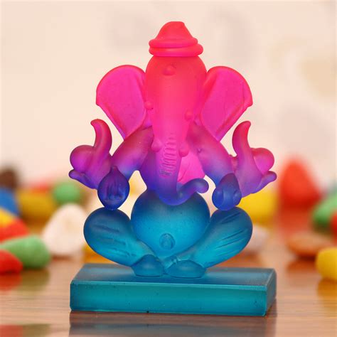 Pink and Blue Double Sided Crystal Car Ganesha Showpiece - eCraftIndia ...
