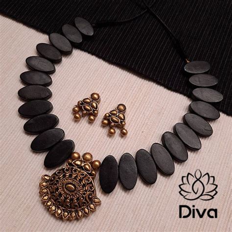 Premium Black Gold Terracotta Jewellery – Diva Creations Terracotta ...