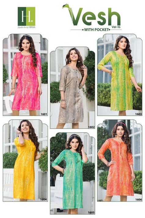 Hirwa Vesh Vol 16 Heavy Rayon Shibori Prints With Foil Only Kurti On ...