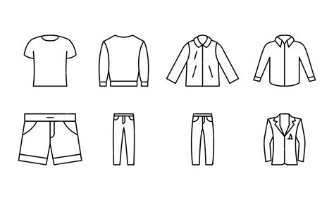 Premium Vector | Mens clothing outline template vector icon eps 10 basic clothing men set icons ...