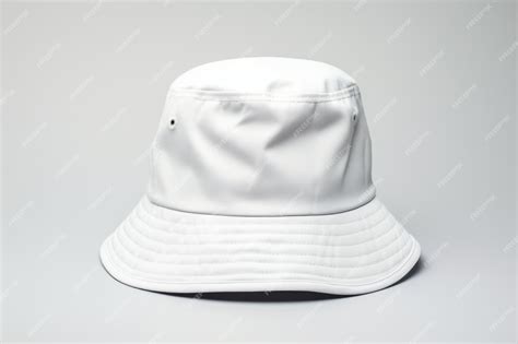 White bucket hat on a simple grey background perfect for fashion or ...