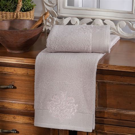 Buy MASPAR Vintage Acanthus Serenity Cotton Embroidered Bath Towel ...