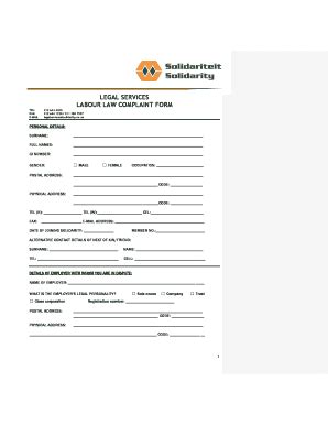 Labour Complaint Form - Fill and Sign Printable Template Online