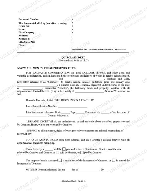 Wisconsin Quit Claim Deed Form | US Legal Forms