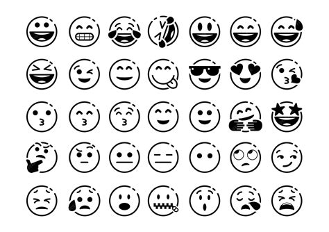 Premium Vector | A black and white picture of a group of emoticons.