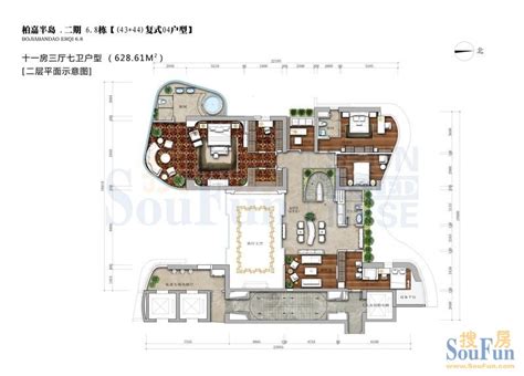 大平层户型图四室,200平大平层平面图 - 伤感说说吧