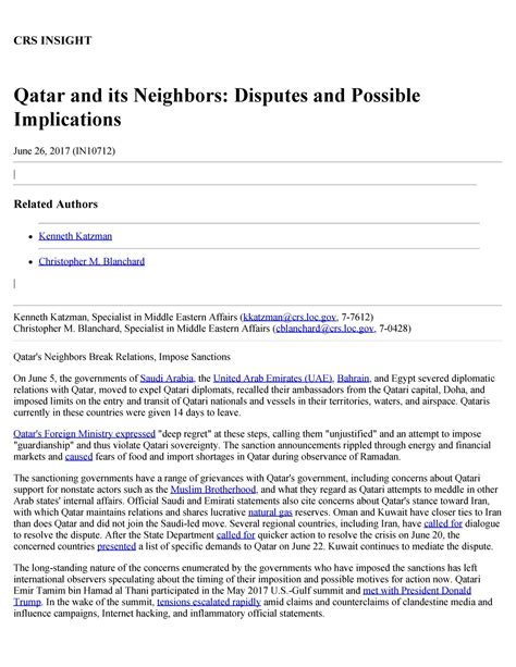 Qatar and Its Neighbors: Disputes and Possible Implications - UNT Digital Library