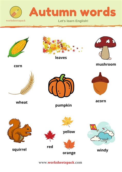 Autumn vocabulary words with pictures – Artofit