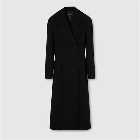 Double-breasted wool coat in black | GUCCI® US