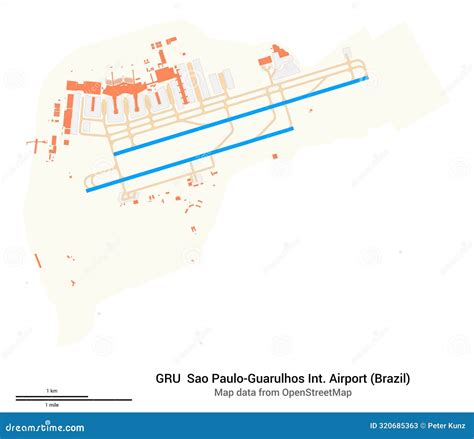Map of Sao Paulo-Guarulhos International Airport. IATA-code GRU Stock ...