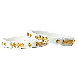 Buy Tanvi J Acrylic Gold Plated Sankha Bangles (2.2) at Amazon.in