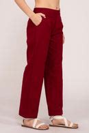 Maroon Wide Leg Cotton Pant – Albelie