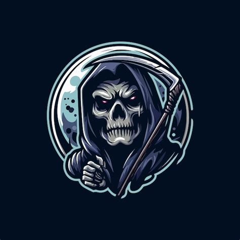 Gloomy grim reaper vector illustration mascot logo | Premium AI ...