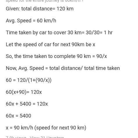 A car travels first 30km at a constant speed of 30km/h . if total ...