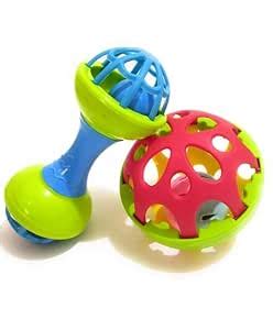 OMETER Soft Plastic Rubber Body Rolling Hand Bell Ball Baby Rattle Toy ...