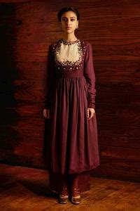 Buy Purple Silk Munga Woven And Embroidered Sequin Bella Yoke Anarkali ...