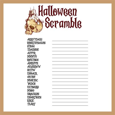Halloween Word Scramble Printable - Printable Free Templates
