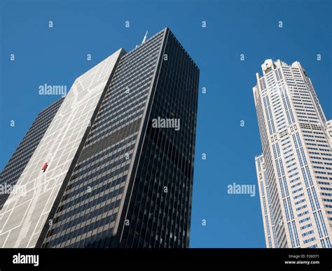 Low angle view Map mural on 300 South Wacker building Stock Photo - Alamy
