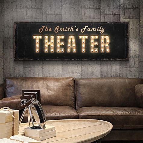 Family Movie Night Sign | Personalized Home Theater Wall Art | Custom ...