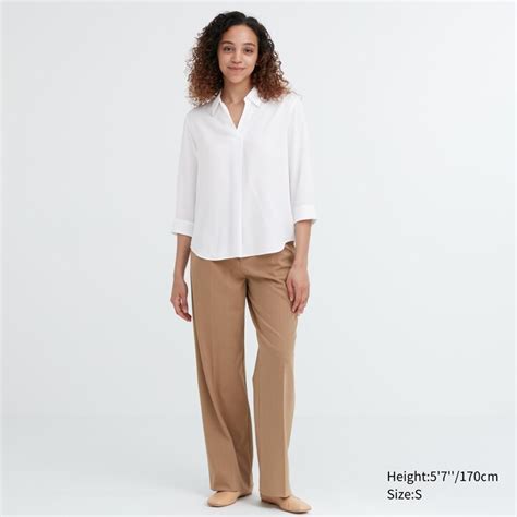 Uniqlo Rayon Skipper Collar 34 Sleeved Blouse India Website - Uniqlo ...