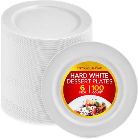 Amazon.com: Stock Your Home 100 Count Premium White Plastic Plates, 6 ...
