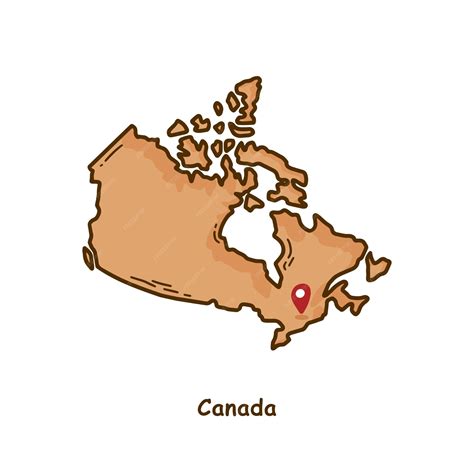 Hand drawn map of canada with brown color modern simple line cartoon design | Premium Vector