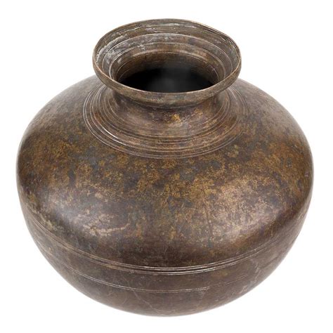 Brass Water Pot Round Bulging Body For Worship