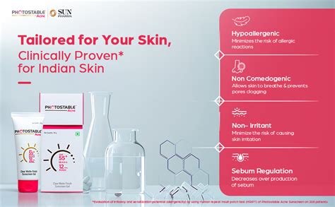 Photostable Acne Face Sunscreen Gel|Spf 55+ , P+++ sunscreen for Acne ...