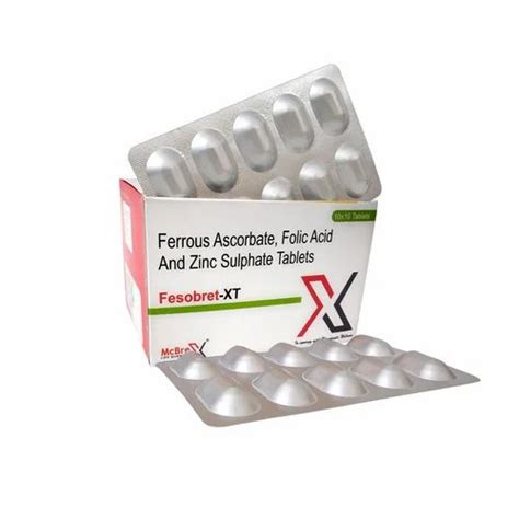 Pharmaceutucal Tablets - Ferrous Ascorbate 100mg. + Folic Acid 1.5mg ...