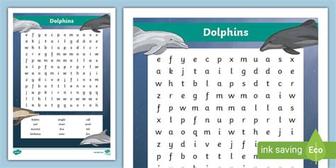 Dolphins Word Search