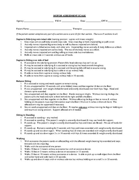 Motor Assessment Scale - MOTOR ASSESSMENT SCALE Agency ...
