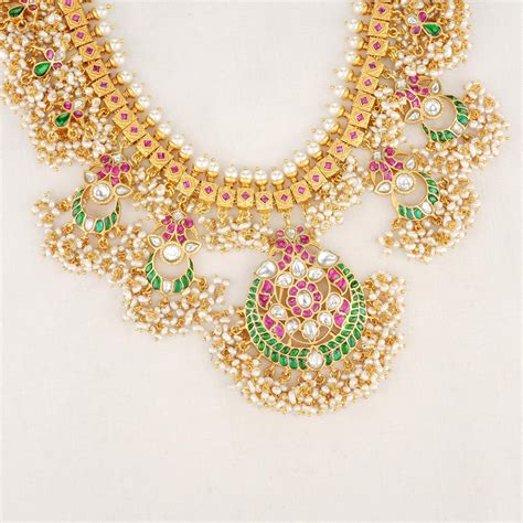 Buy Anika Guttapusalu Necklace | 92.5 Gold Plated Gutta Pusalu Silver ...