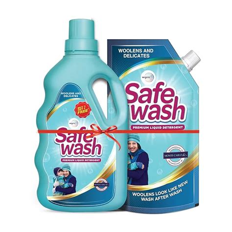 Safewash Premium Liquid Detergent 1L Bottle + 1L Refill Pouch for ...