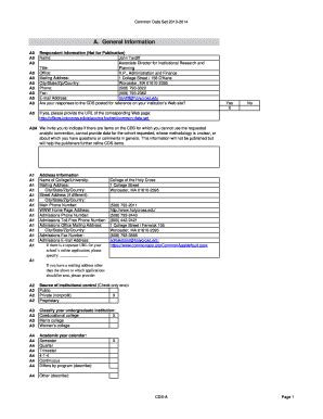 Fillable Online A. General Information - Offices - College of the Holy ...