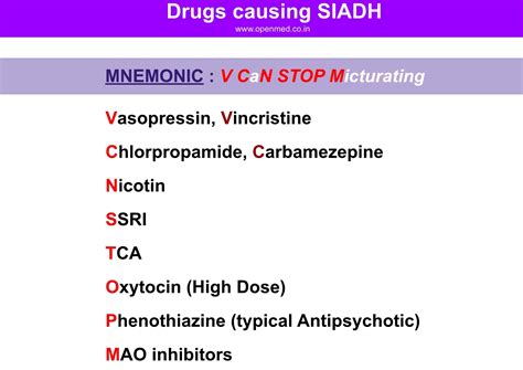 Drugs causing SIADH - Mnemonic