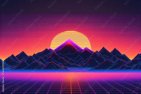 Purple Synthwave Wallpaper Stock Illustration | Adobe Stock