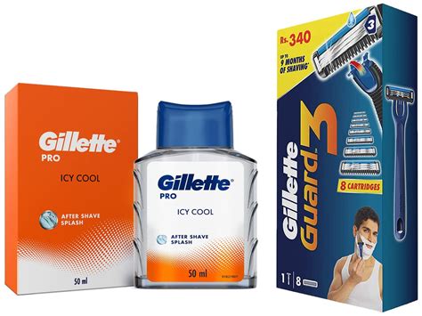 Buy Gillette PRO AFTER SHAVE SPLASH ICY COOL 50ML, White & Gillette ...