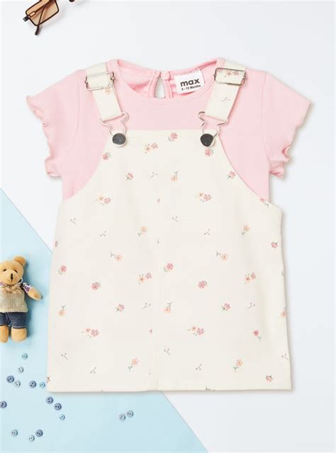 Buy Girls Printed Pinafore Dress with T-shirt Online at just Rs. 699.0 ...