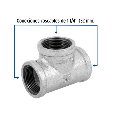 48755 / CG-704 TRUPER Tee sencilla 1-1/4' acero galvanizado, Foset