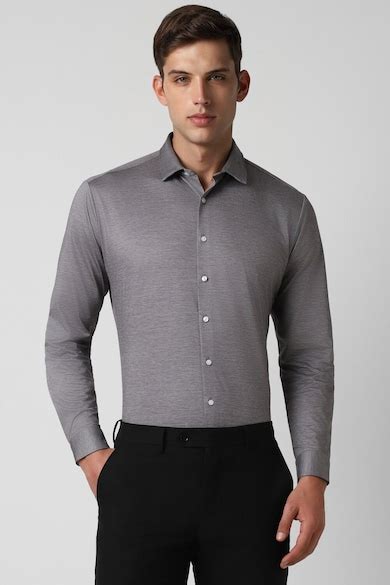 Buy Men Grey Slim Fit Textured Full Sleeves Formal Shirt Online ...