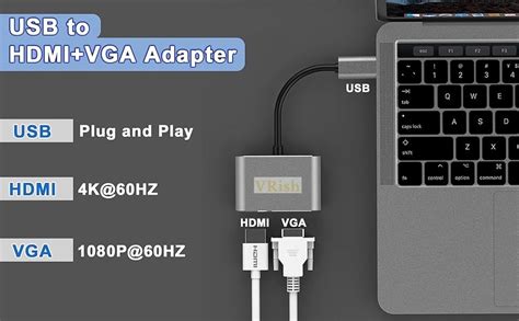 VRish USB 3.0 to HDMI VGA Adapter Converter 2 in 1 USB to HDMI VGA Sync ...