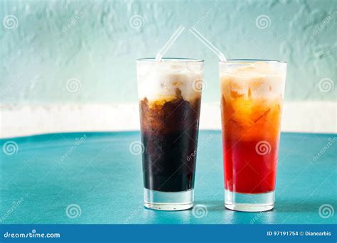 Thai Iced Coffee and Tea stock photo. Image of iced, sweet - 97191754